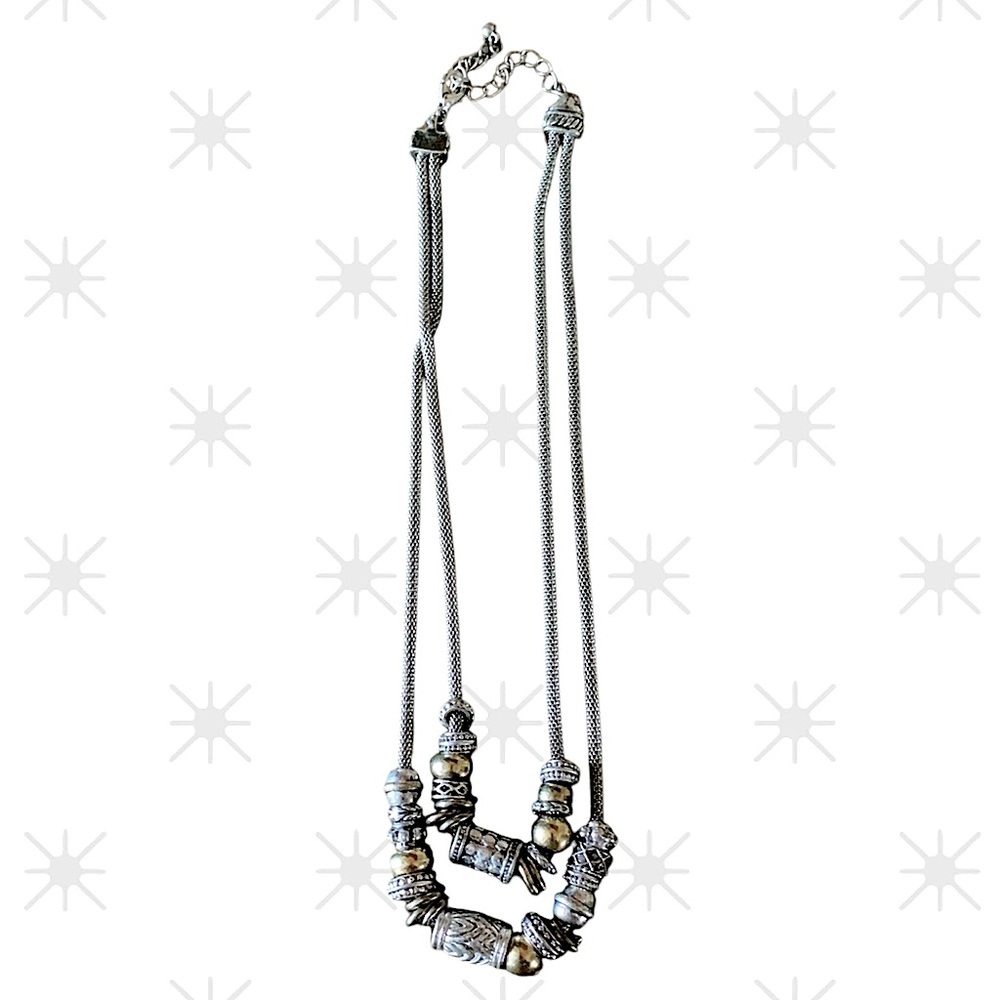 - Vintage Two Strand Silver and Gold Necklace
